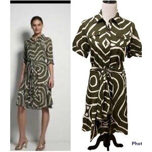 Diane Von Furstenberg Huahine Dress •Women 2 DVF Safari Shirt Green Roll Tab